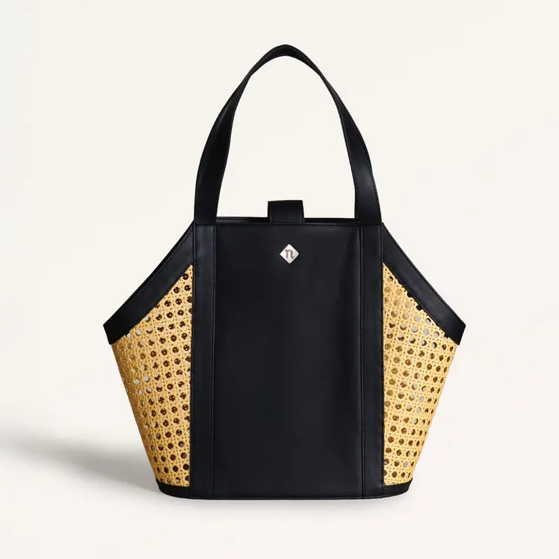 Retro-Style Rattan Webbed Tote Bag 1