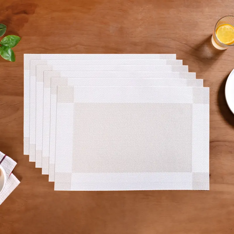 Reversible Beige-And-White Placemats – Dual-Finish Set Of 6 Dining Mats 1