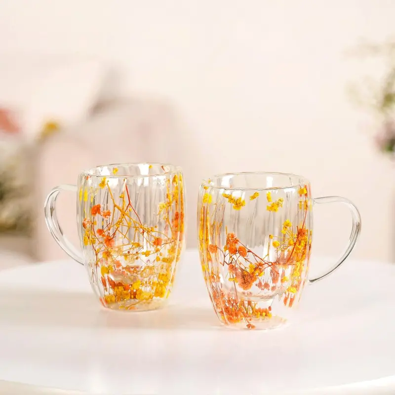 Ribbed Spring Bloom Double-Walled Ceramic Mug Set – 2-Pack (350Ml) 1