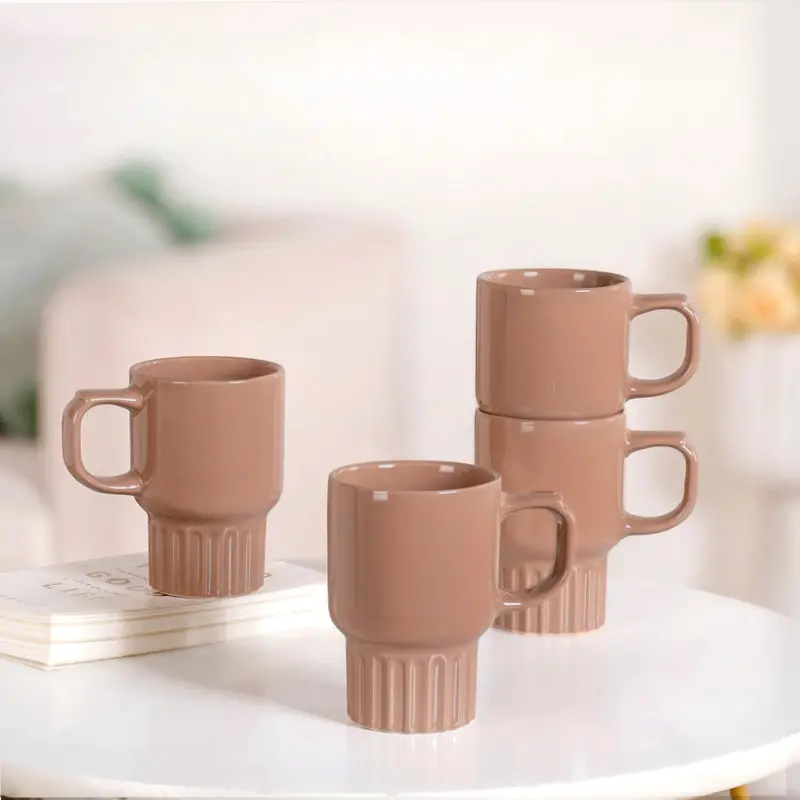 Ribelle Ceramic Stackable Mugs – Dusty Pink, 4X270Ml 1