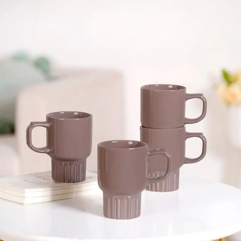 Ribelle Stackable Mug Set – Neutral Taupe Finish, 4X270Ml 1
