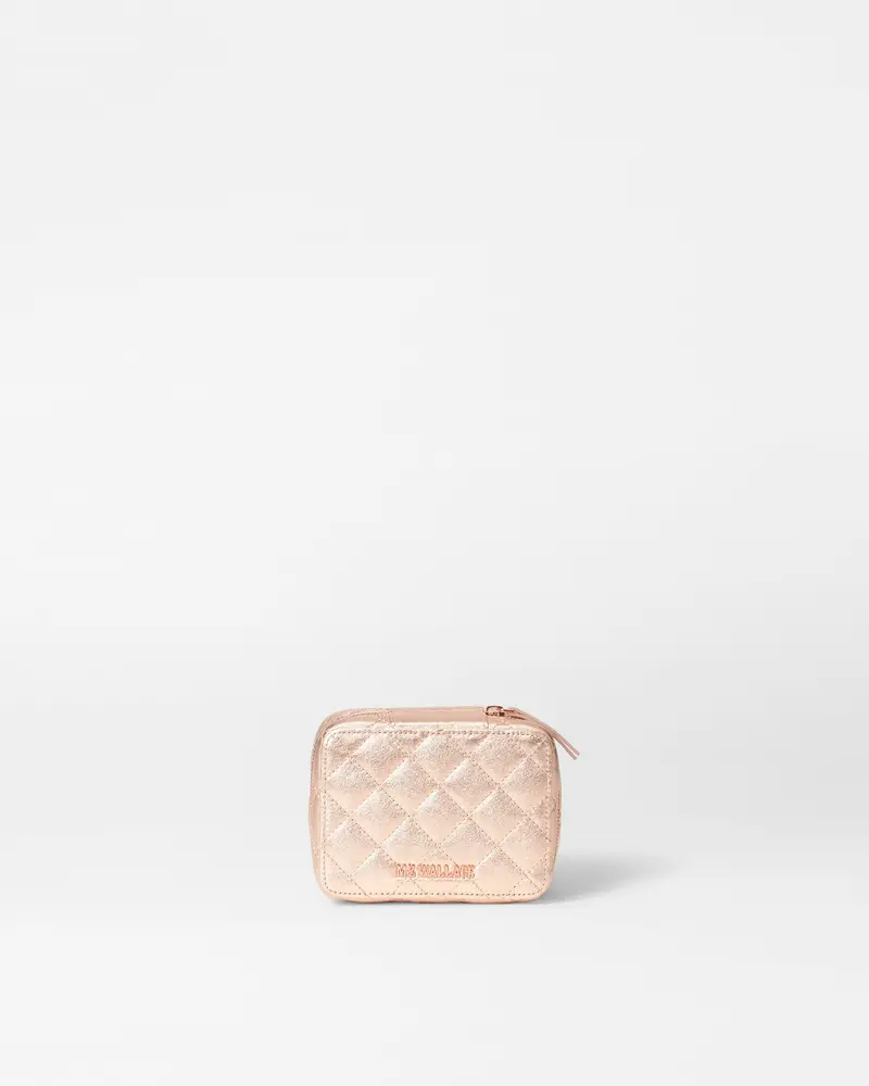 Rose Gold Metallic Leather Jewelry Organizer Box 1