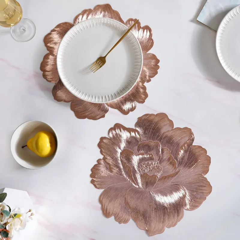 Rose Radiance Petal Placemats – Set Of 6 Soft Floral Dining Mats 1