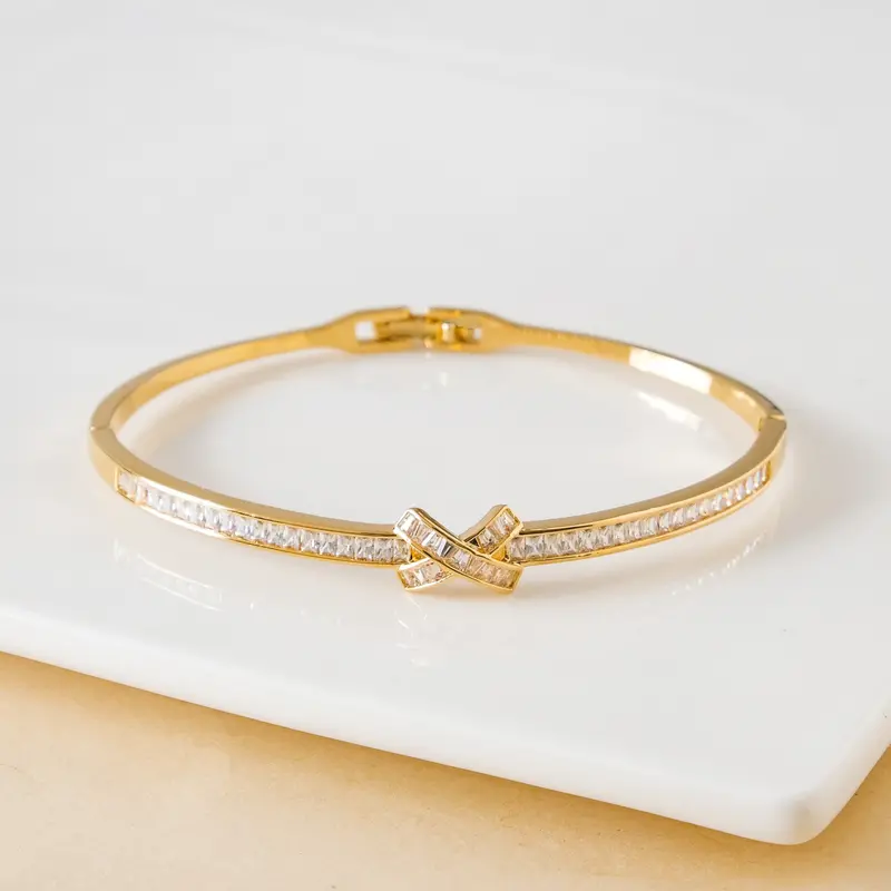 Sacred Sparkle Cross Bracelet In 14K Gold-Plated Finish 1