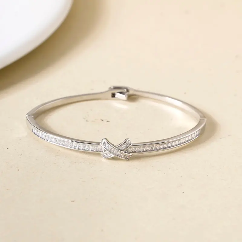 Sacred Sparkle Cross Bracelet In Rhodium-Plated Silver 1