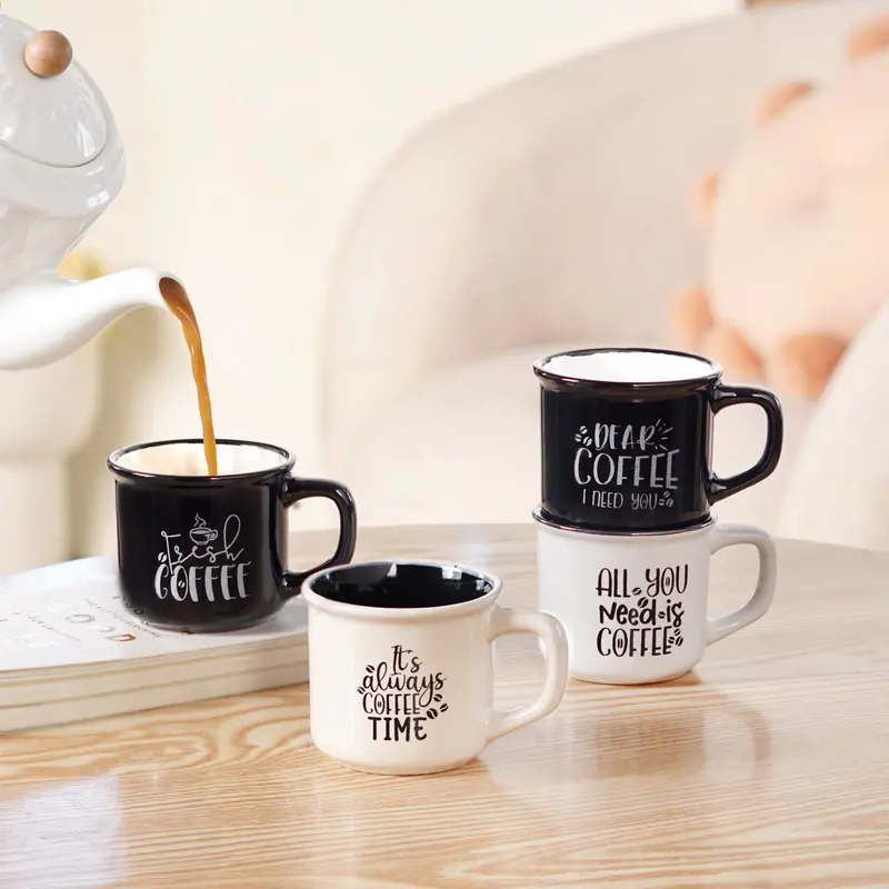 Sassy Brew-Themed Coffee Cups – 4X170Ml Humorous Design Set 1