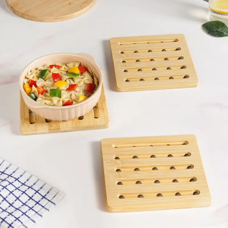 Set Of 3 Square Bamboo Trivets For Hot Dishes 1