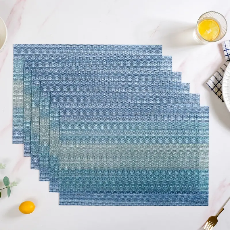 Set Of 6 Blue-Toned Dining Table Mats With Subtle Hue Variation 1
