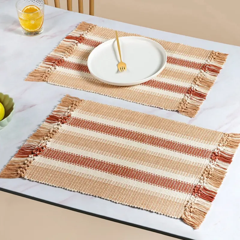 Set Of 6 Earthy Rustic Placemats – Natural Fiber Texture 1
