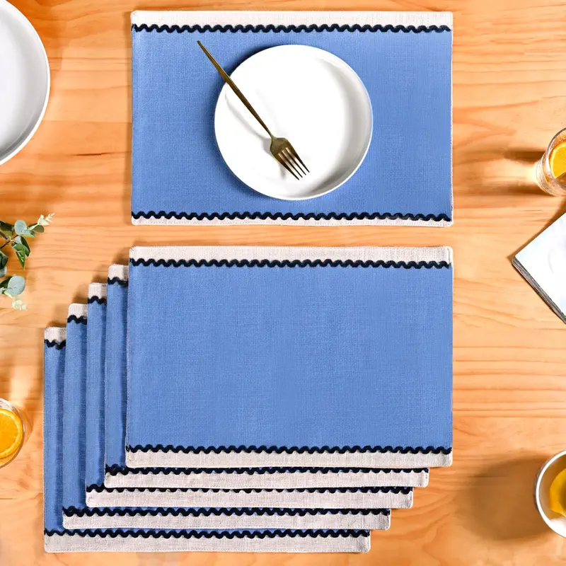 Set Of 6 Ripple-Edge Fabric Table Mats 1