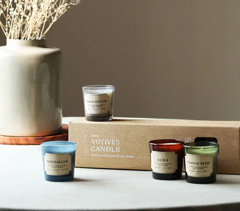 Set Of Four Hand-Poured Votive Candles 1