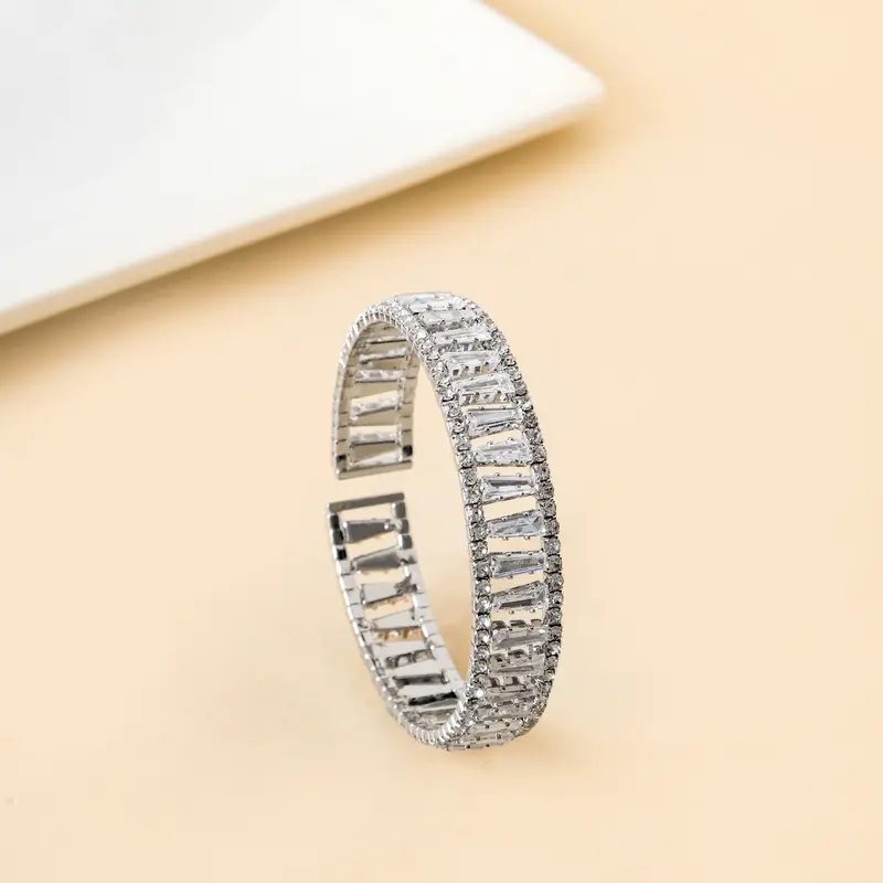 Shimmers In Silver Cuff Bracelet – High-Polish Curved Band 1