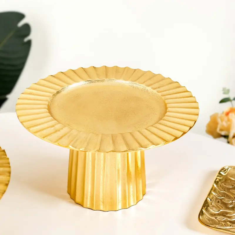 Short Gold-Tone Dessert Stand – Halo Collection Tiered Riser 1