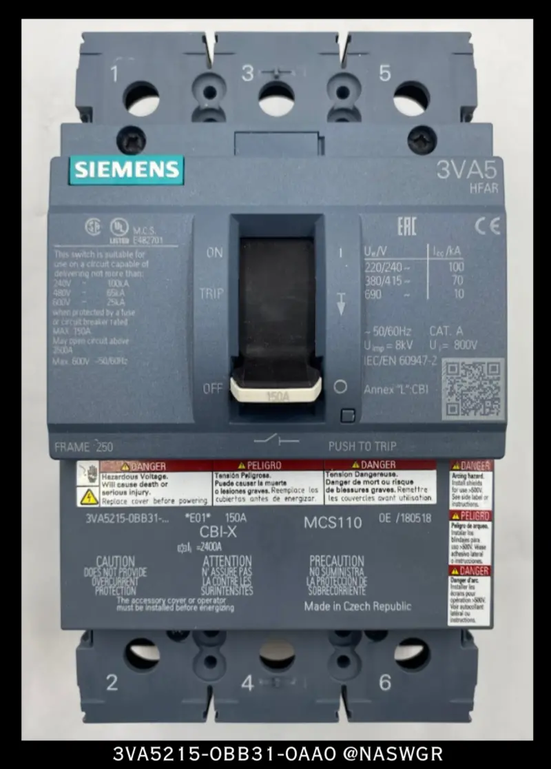 Siemens 3Va5215-0Bb31-0Aa0 150A Molded Case Circuit Breaker – Unused 1