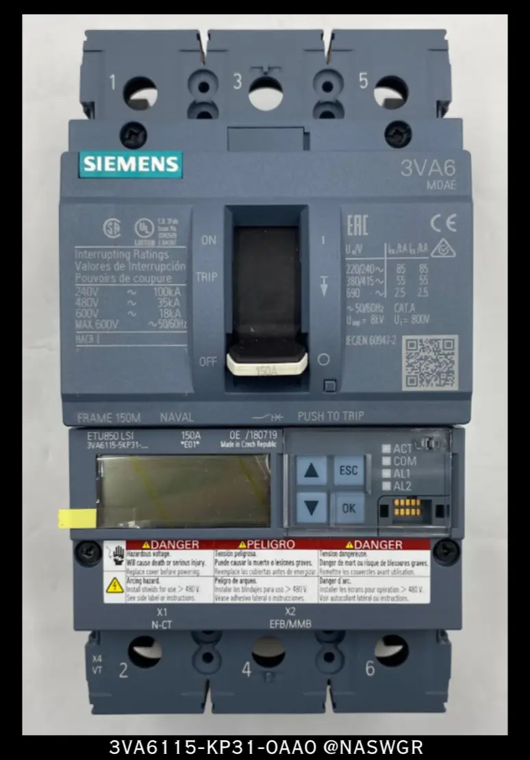 Siemens 3Va6115-5Kp31-0Aa0 150A Molded Case Circuit Breaker – New 1