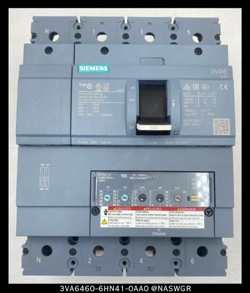 Siemens 3Va6460-6Hn41-0Aa0 Molded Case Circuit Breaker – 600A Trip Rating 1
