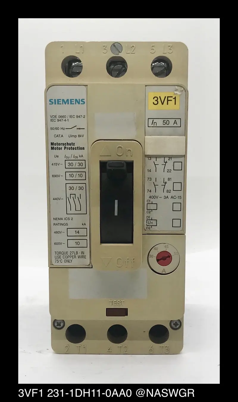 Siemens 3Vf1231-1Dh11-0Aa0 50A Compact Molded Case Breaker 1