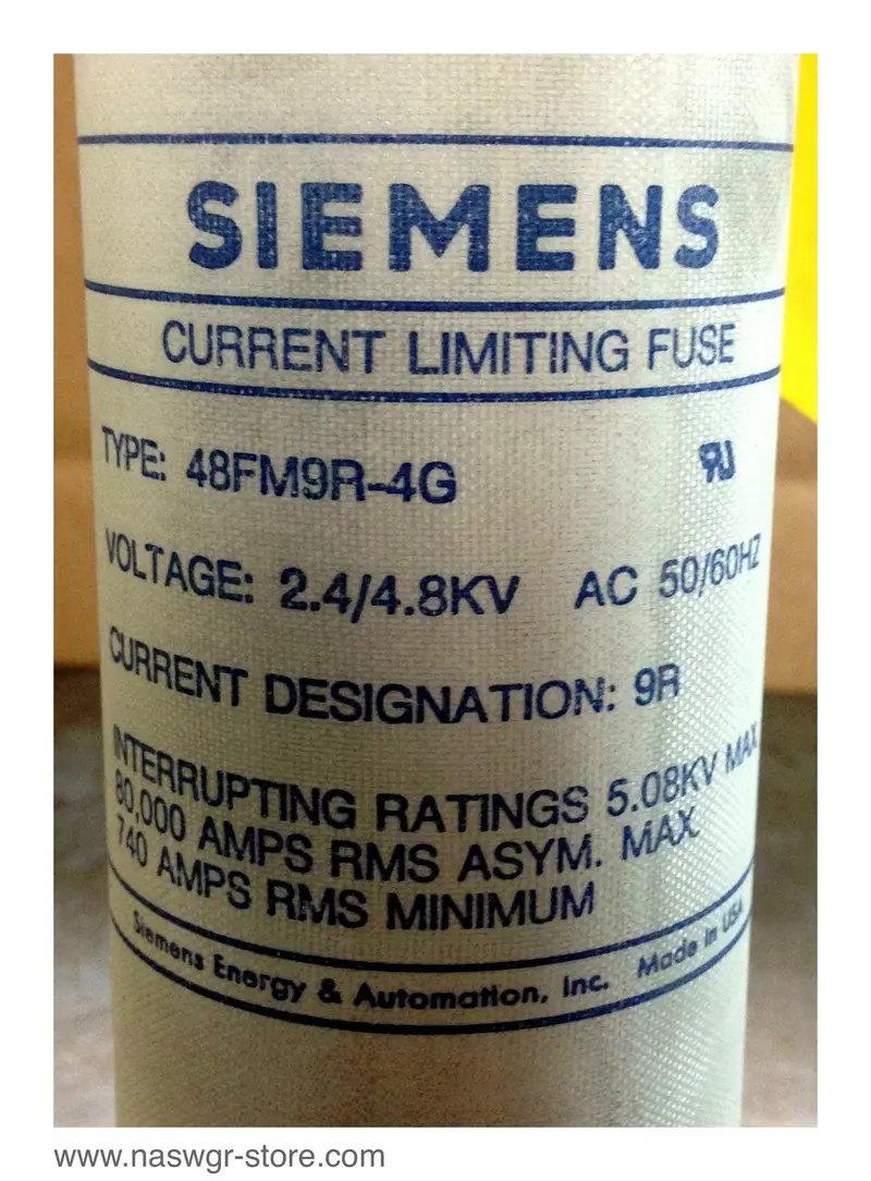 Siemens 48Fm9R-4G Current-Limiting Fuse – 740 Amp Rms Interrupting Rating, Fast-Acting 1