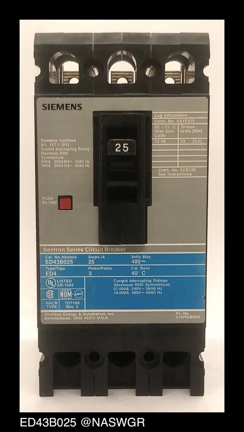 Siemens Ed43B025 25A Molded Case Circuit Breaker 1