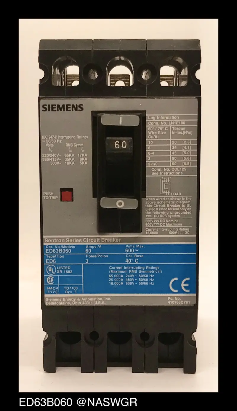 Siemens Ed63B060 60-Amp Thermal-Magnetic Molded Case Breaker 1