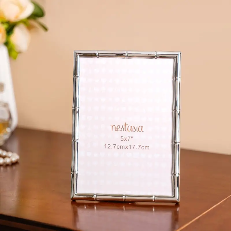 Silver Bamboo-Style Photo Frame – Large 13X18Cm Contemporary Design 1