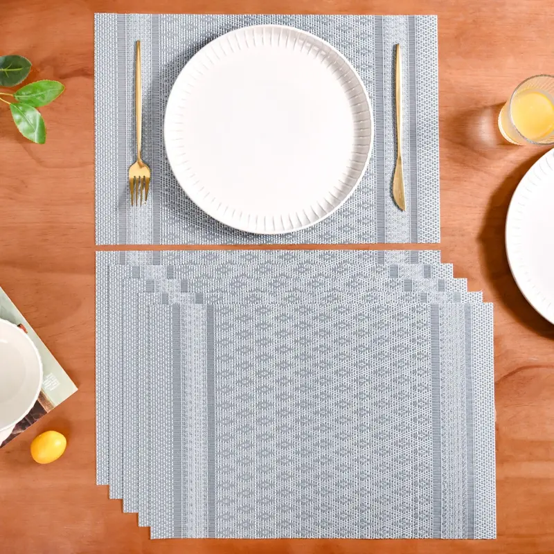 Silver-Edged Placemat Set – 6-Pack Sophisticated Metallic Accent Mats 1