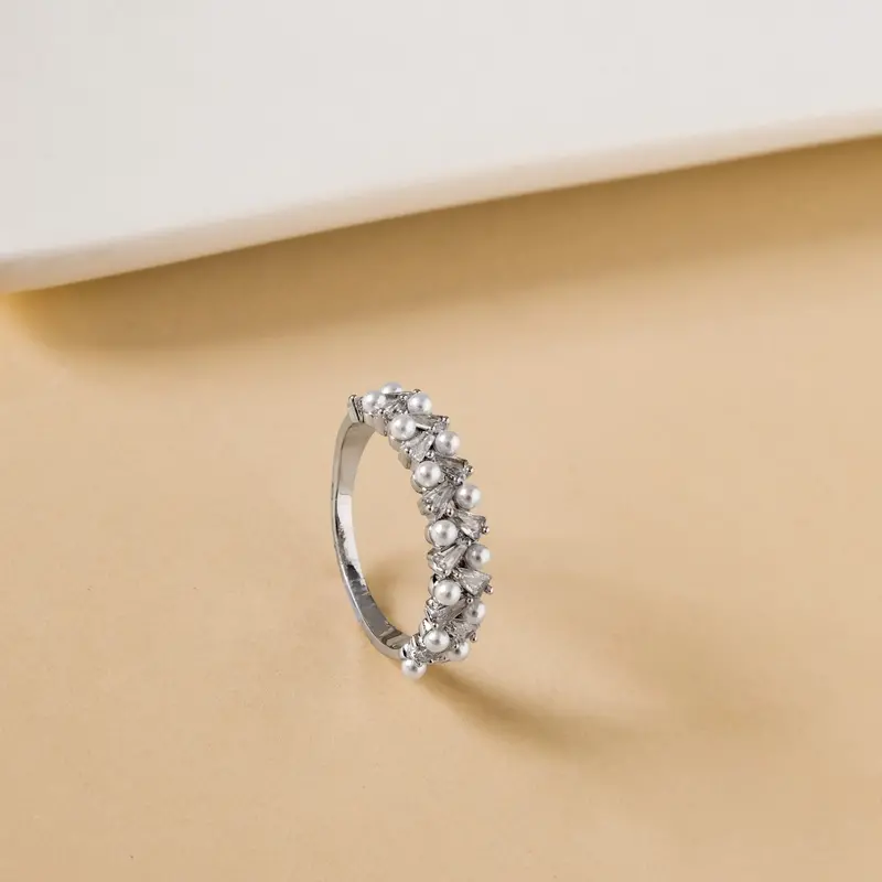Silver Pearl Bijou Ring For Women 1