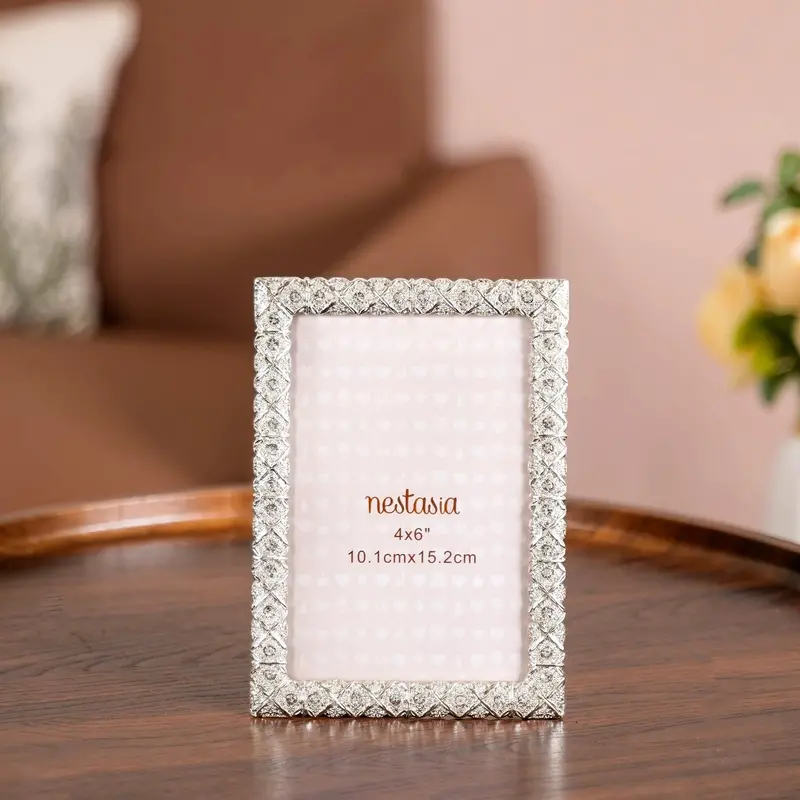 Silver Rhinestone Mini Frame – 10X15Cm Sparkling Detail 1