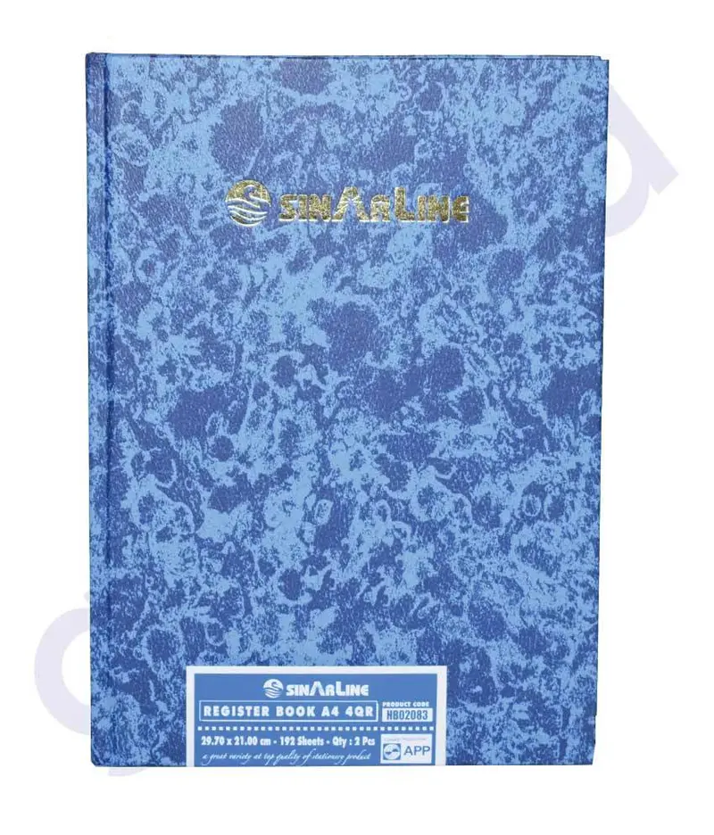 Sinar Hb02083 A4 Register Book – 192-Sheet Wide-Ruled Record Book 1