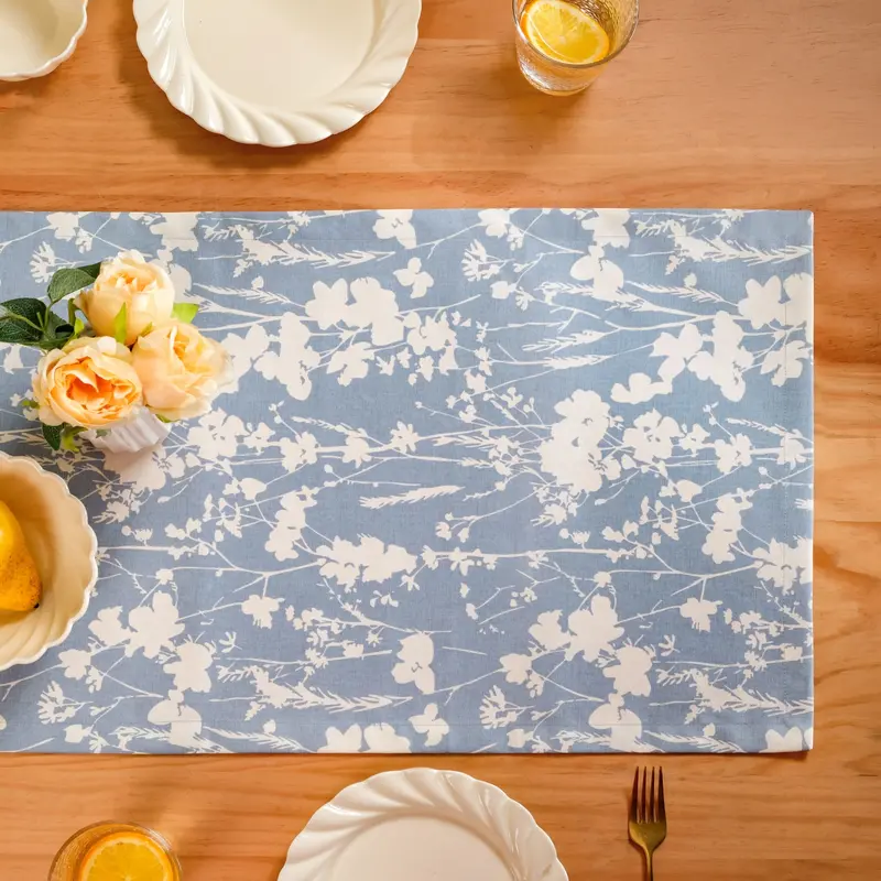 Slate Blue Pure Cotton Table Runner – 6-Seater (185 X 35 Cm) 1