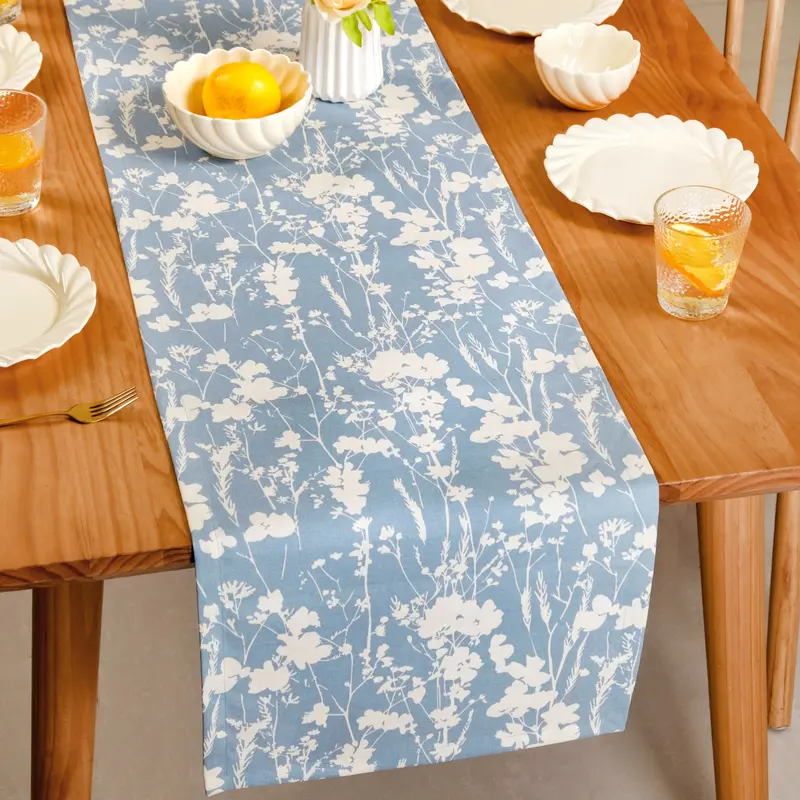 Slate Blue Pure Cotton Table Runner – 8-Seater (264 X 35 Cm) 1