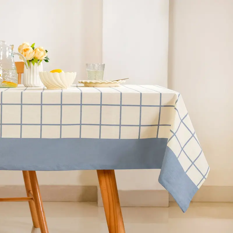 Slate Blue Pure Cotton Tablecloth – 8-Seater (274 X 152 Cm) 1