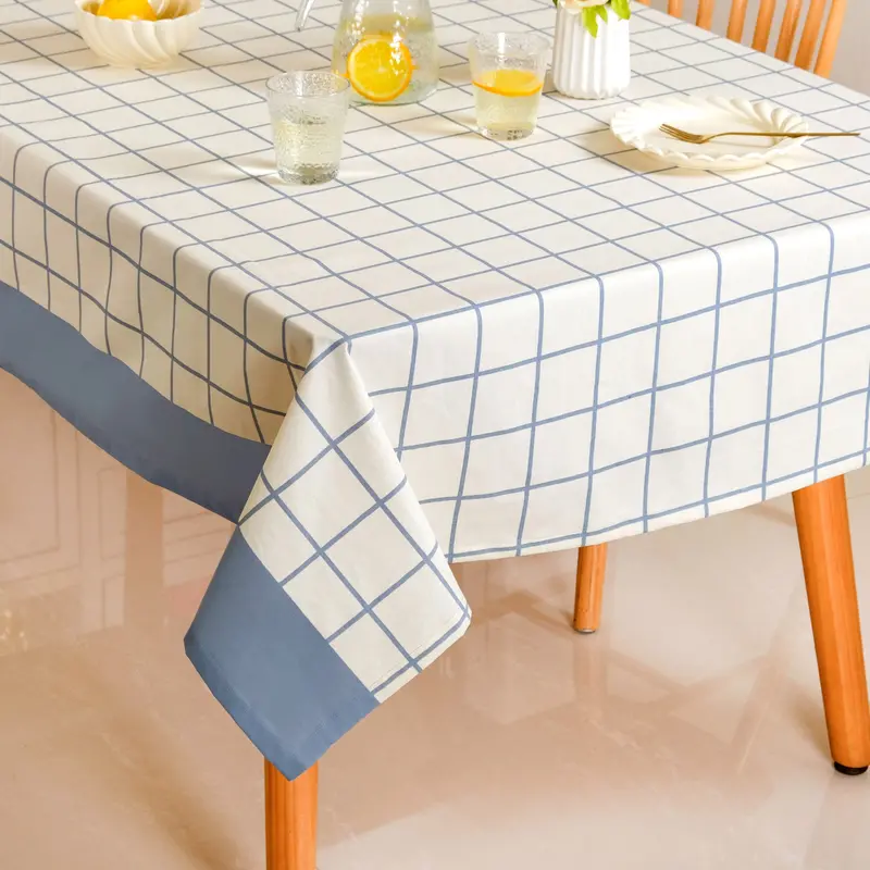 Slate Blue Water-Resistant Cotton Tablecloth – 6-Seater (203 X 152 Cm) 1
