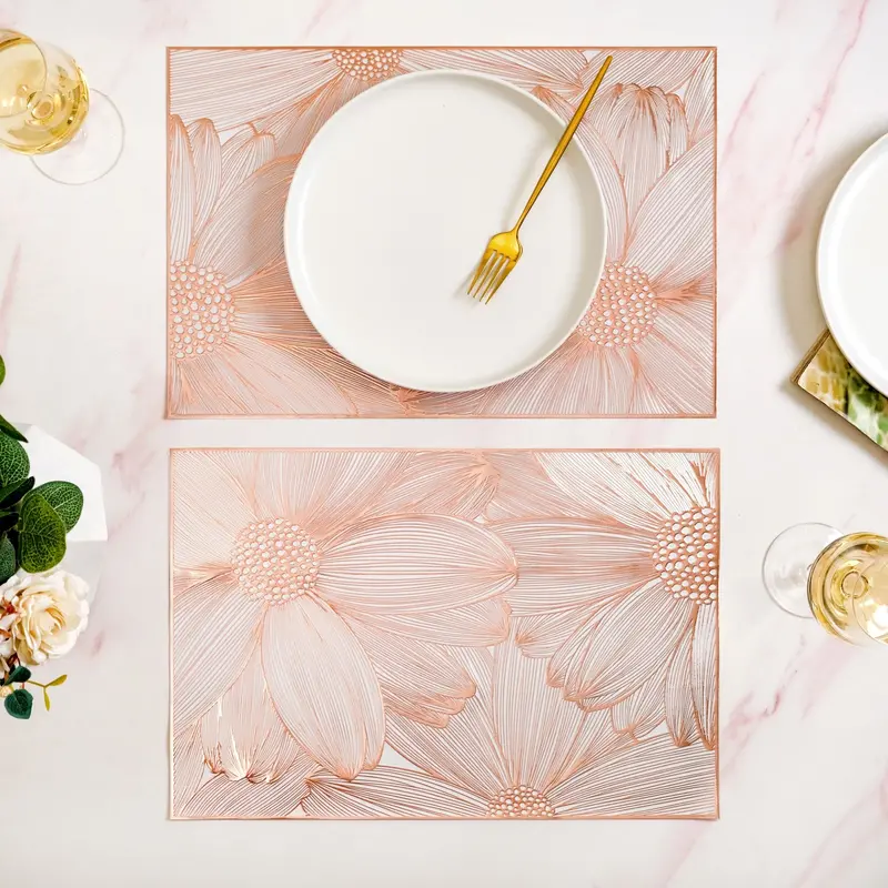 Soft Girl Rose Gold Placemats – Set Of 6 Feminine, Trendy Table Linens 1