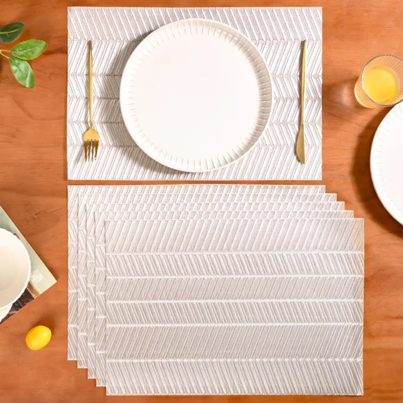 Soft Metallic Silver Placemats – Premium Set Of 6 Dinner Mats 1