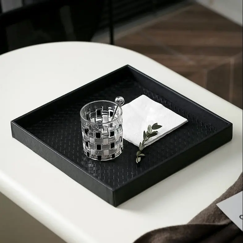 Solid Black Minimalist Square Organizer Tray 1