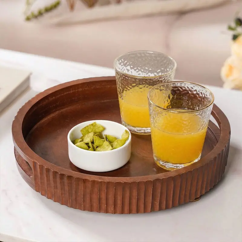 Solid Dark Wood Serving Tray – 30Cm Rectangular 1