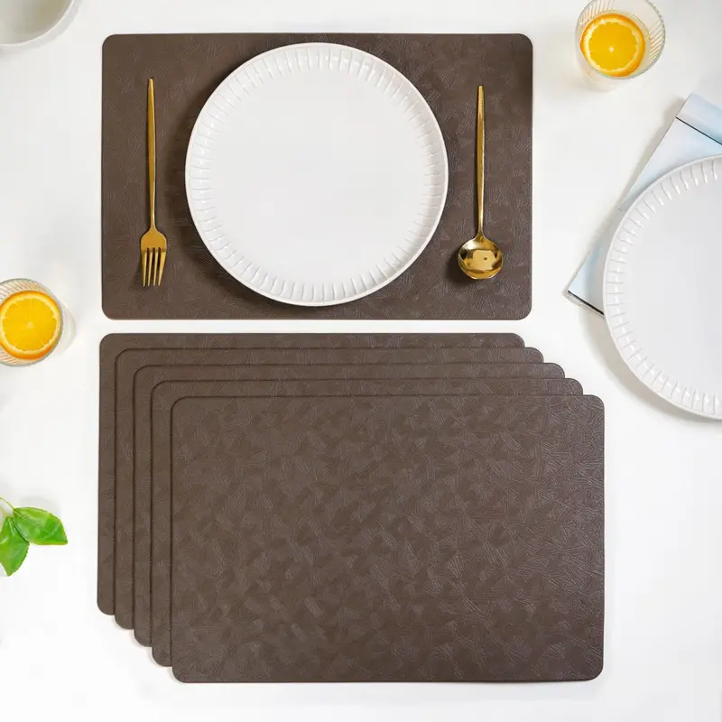 Songket-Inspired Brown Dinner Placemats – 6-Piece Cultural Table Mat Set 1