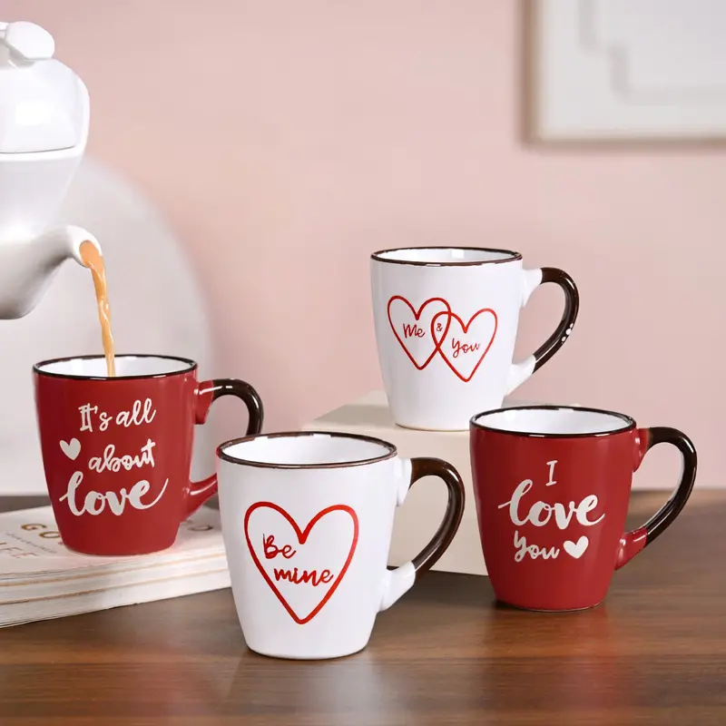 Soulmate Love Quote Ceramic Mug Set – 4-Piece Gift Collection 1
