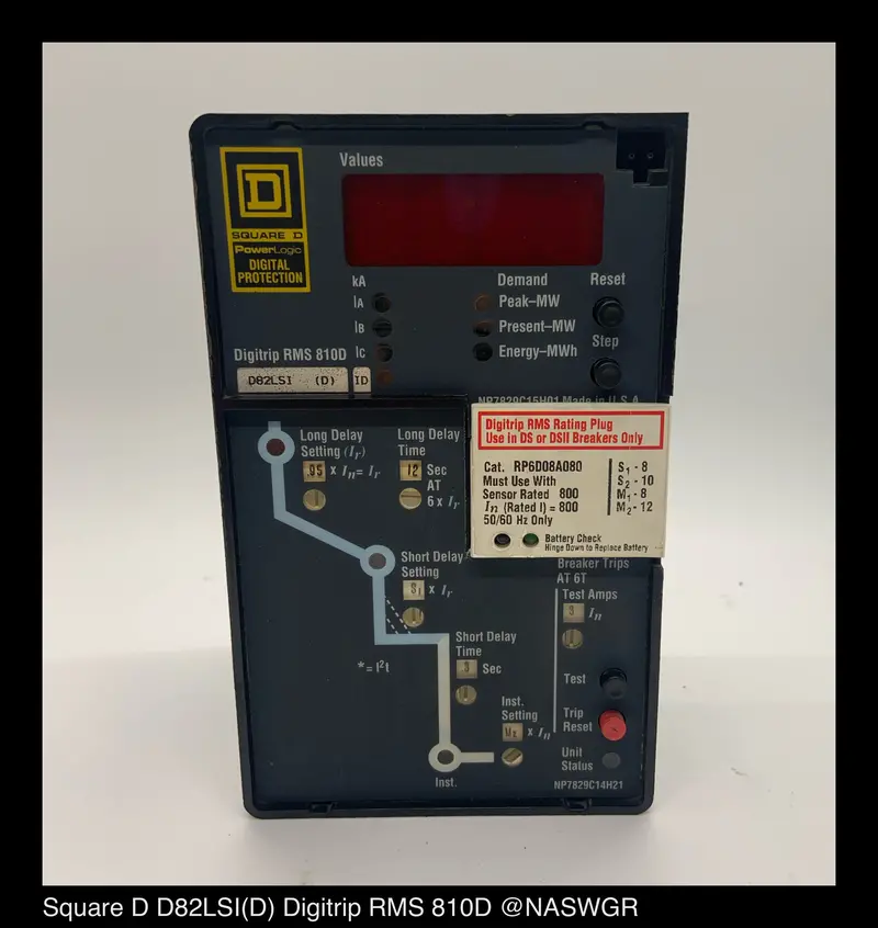 Square D D82Lsi(D) Digitrip 810D Microprocessor-Based Trip Unit – Rms Sensing 1