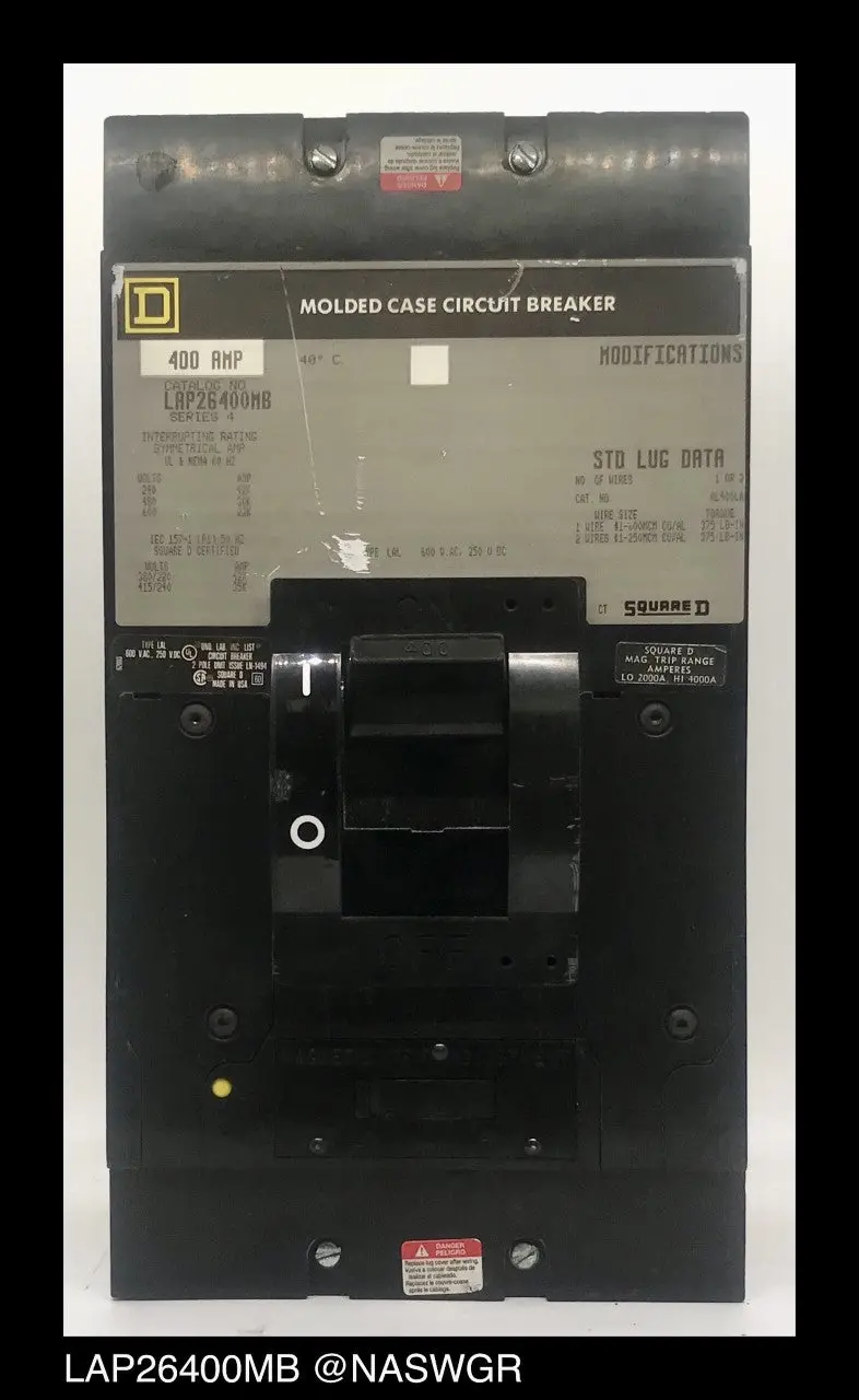 Square D Lap26400Mb Molded Case Circuit Breaker – 400-Amp, 600 V, High-Performance Frame 1