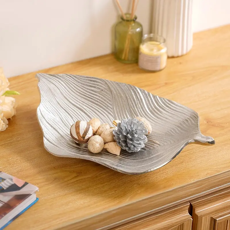 Statement Silver Leaf-Inspired Decorative Table Tray 1