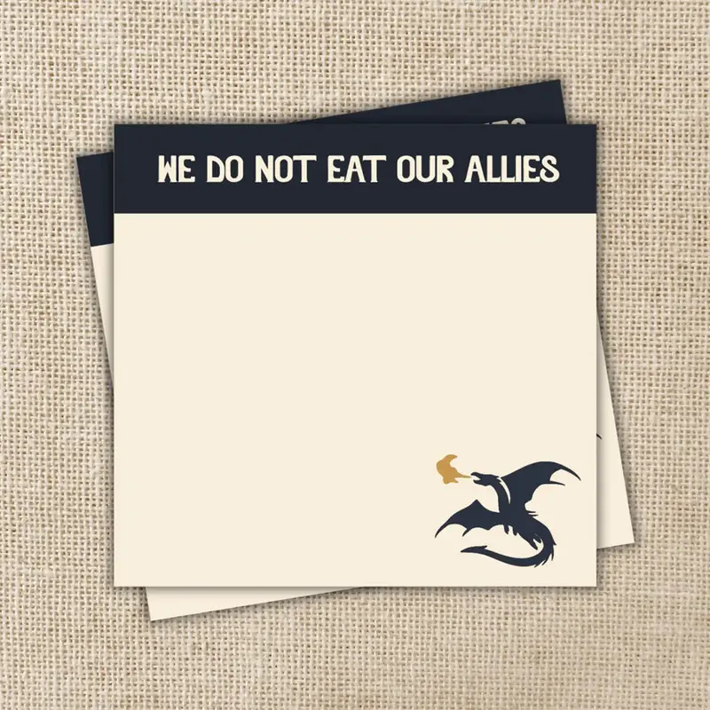Sticky Notes Featuring 'We Do Not Eat Our Allies' Quote — Inspired By Fourth Wing & Kingdom Of Threads 1