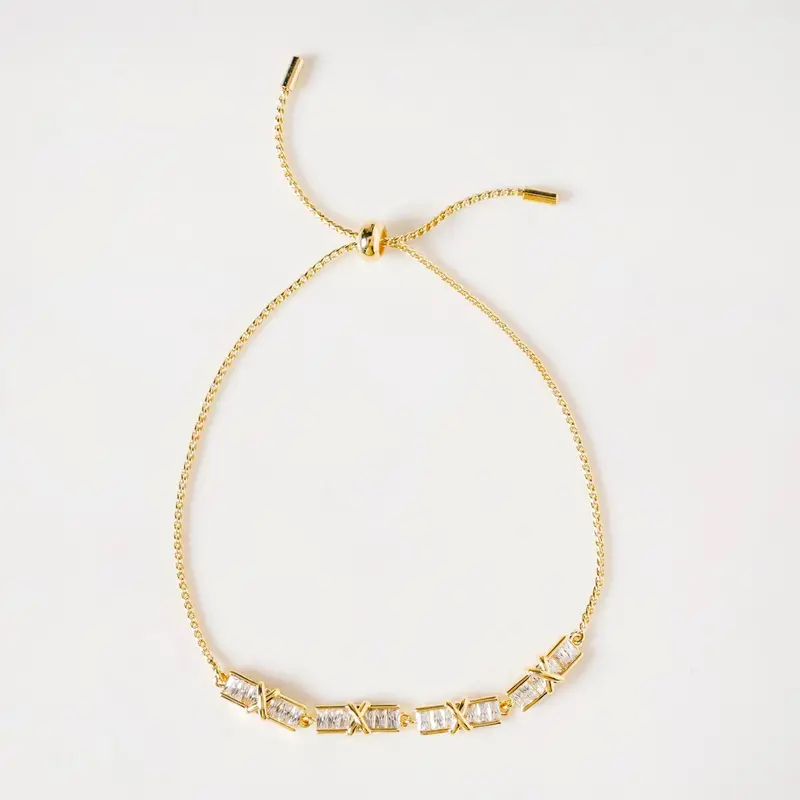 Stitched Sparkle Gold Chain Bracelet 1