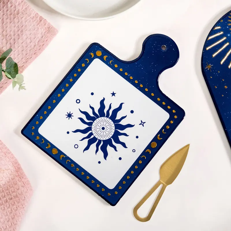 Sun And Moon Inspired Ceramic Cheeseboard With Accompanying Knife – 2-Piece 1