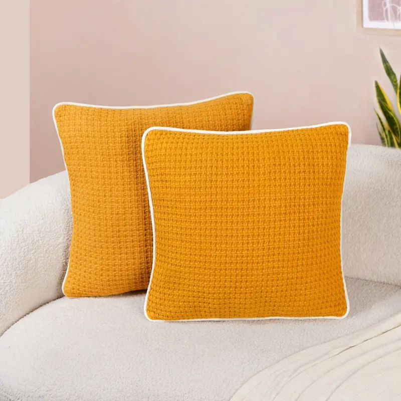 Sunbound Beige Cotton Cushion Covers – Textured Duo 1