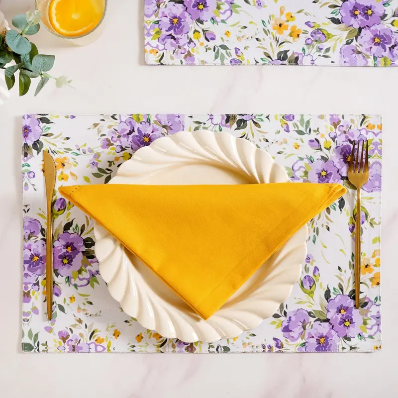 Sunny Yellow Cotton Napkin Set – 6-Piece Table Linen Collection 1