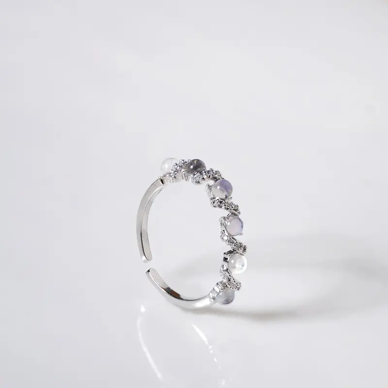 Swirling Stone Texture Silver Ring 1
