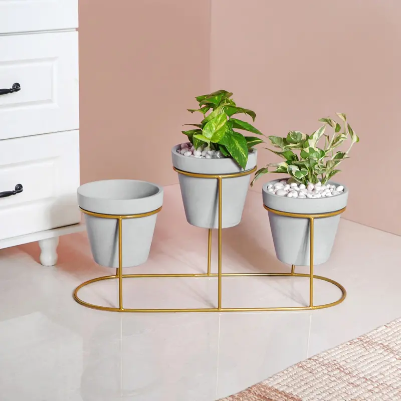 Terratier Grey Indoor Planter Stand With Integrated Pots 1