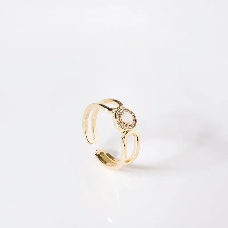 Textured Gold Statement Ring With Pavé Detail 1